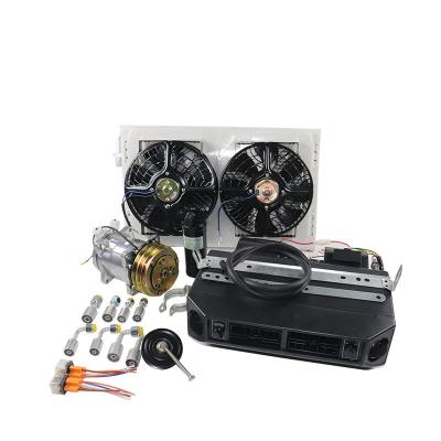 China Car Air Conditioner System Universal 12V 24V A/C Automotive Air Conditioning Kit For Truck Minibus Van Tractor Digger RV Excavator AC Air Conditioner for sale