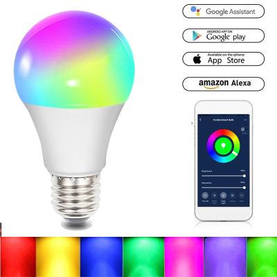 China Hotel Amazon Alexa Google Home 10W E27 B22 Dimmable WiFi LED Lamp RGB Wifi White Light Smart Bulb for sale