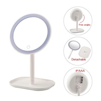 China Lighted Dimming Function ABS Bottom Shop LED Light Artist Professional Girls Makeup Flexible Mirror for sale