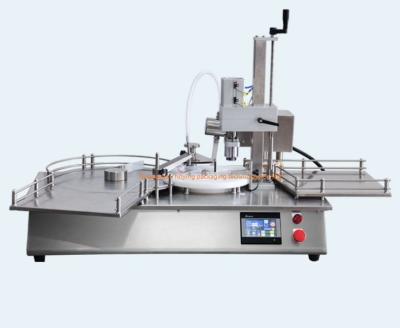 China Small desktop automatic food pharma vial ceramic pump filling and capping machine monoblock for sale