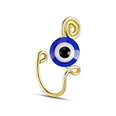 China Cute Fashionable Dangly Stone Butterfly Wire Channel Blue Evil Eye Nose Rings For Women for sale