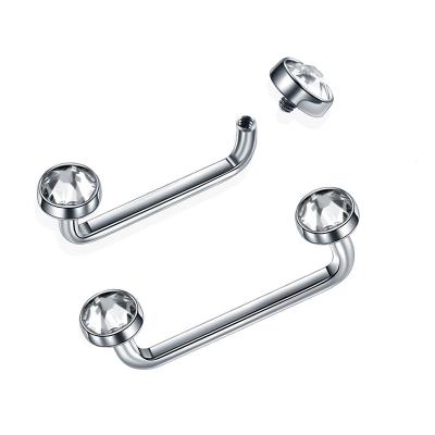 China G23 Diamond Punk Solid Titanium Barbell Micro Dermal Piercing Body Piercing Jewelry Surface for sale