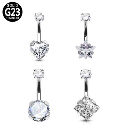 China FASHIONABLE Round/Square/Star/Heart Titanium Piercing Internal CZ Thread Jewelry ASTM F136 G23 Navel Belly Button Rings for sale