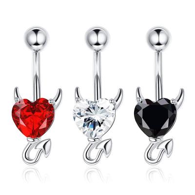 China Cute Stainless Steel Jewelry Dragon Shape CZ Surgical Heart Zircon Belly Button Belly Button Rings for sale