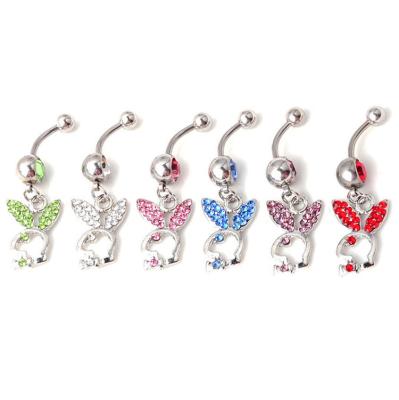 China Cute Hypoallergenic Rabbit Body Bunny Dangle Navel Belly Button Piercing Ring for sale