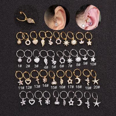 China Hot Selling Hiphop Stainless Steel Zirconia Earbone Nail Ear Sting Jewelry Stud Dangle Earrings for sale