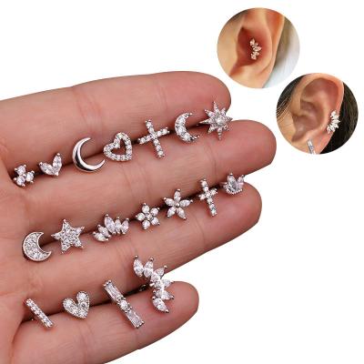 China Hiphop Ready To Ship Silver Stainless Steel Jewelry Grinder Perforations Cartilage Earrings for sale