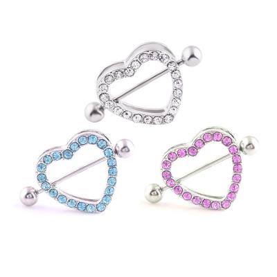 China Cute Real Body Jewery Jewelry Crystal Heart Nipple Piercing Nipple Rings 2022 for sale