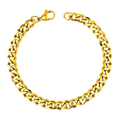 China Wholesale Goldplated Contemporary Hiphop Stainless Steel Charm Chain Link Men Bracelets for sale