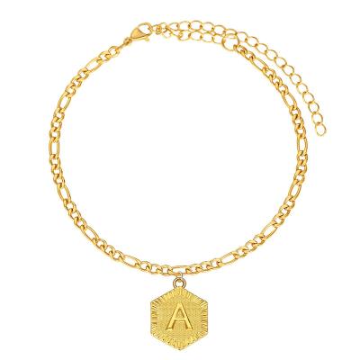 China BOHEMIA Wholesal 18k Gold Plated Stainless Steel Initial Anklets For Women for sale