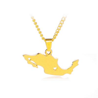 China TRENDY 18k Gold Mexico Haiti Ghana Congo Country Women Men Different Shape Card Pendant Necklace for sale