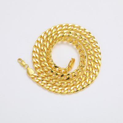 China Hiphop D Shape Clasp 18k Gold Plated Stainless Steel NK Chunky Curb Chain Necklace For Mens Boys for sale