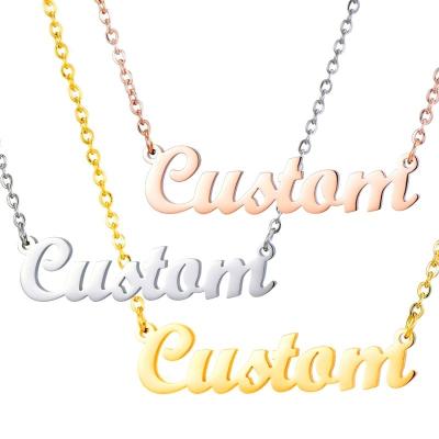 China Custom Stainless Steel Romantic Gold Plated Name Necklace For Women Men Jewelry for sale