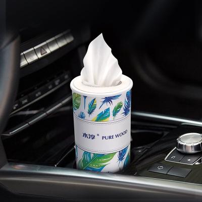 China Round Tissue Box Tissue Box High Quality Car Facial Tissue Paper for sale