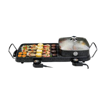 China Multi-functional hot sale household barbecue non-smoking indoor dual-use electric grill with hot pot for sale