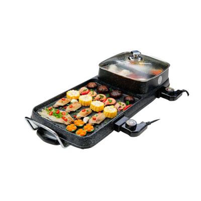 China Household Home Kitchen Tableware Cooking Professional Electric Barbecue Grill Non-sticking Grill With Hot Pot for sale