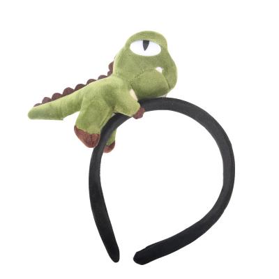 China Plush cartoon dinosaur plushie headband plush toy face makeup animal female head clasp for sale