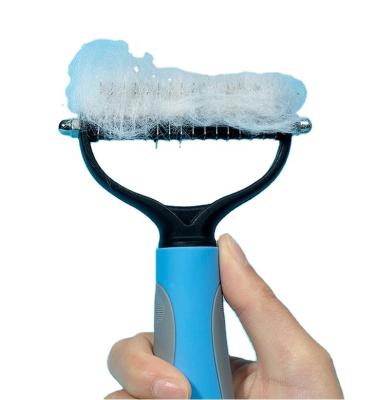 China Stored Pet Removal Brush Open Knot Combing Stainless Steel Blades Stabilized Feeds Dog Brush Pet Grooming Brush for sale