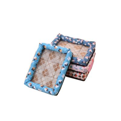 China Wholesale Stocked All-Season Pet Mat Dog Kennel Printed Ice Silk Dog Bed Mat Pet Supplies for sale