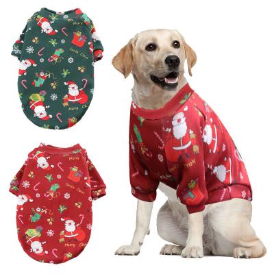 China Pet Winter Christmas Dogs Apparel Autumn Print Hoodie Pajamas Soft Stocked Clothes for sale