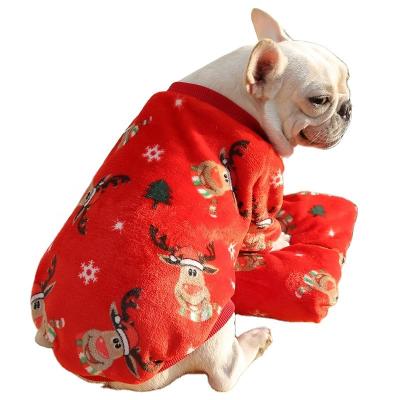 China Leopard Print Dog Law Bulldog Puppy Large Autumn And Winter Coat Bipedal Clothes Stored Warm Dog Cat for sale