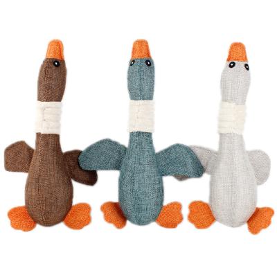 China Stocked Pet Toy Canvas Goose Teeth Plush Toy Grinding Squeaky Bite - Heavy Duty Dog Toy for sale