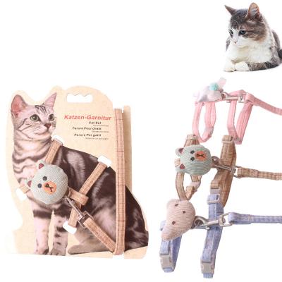 China Stocked Type Japanese Cartoon Cat Harness I-shaped Star Cat Leash Harness Nylon Cat Vest Leash for sale