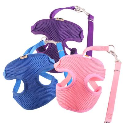 China Outdoor Mesh Fabric Dog Leash Pet Harness Stocked Breathable Dog Vest Leash for sale