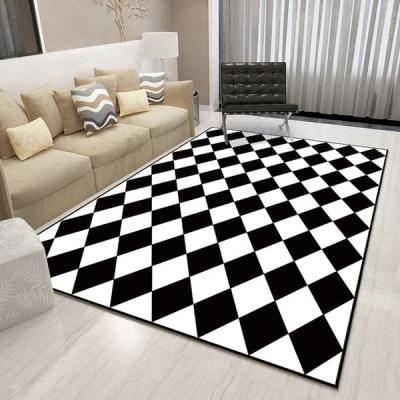 China Washable Stylish Black White Cashmere Upholster Non Slip Blankets For Living Room for sale