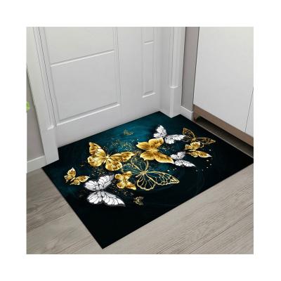 China Washable Butterfly Printed Mat Living Rooms Carpet Hallway Anti-Slip Door Mat for sale