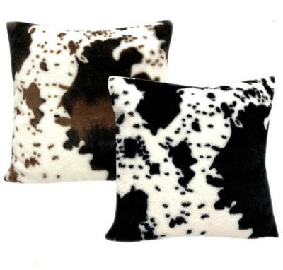 China Portable Short Plush Cushion Cow Pattern Soft Pillow Case Sofa Decor 45x45cm for sale