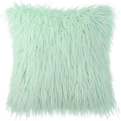 China Home Bedroom Sofa Decorative Pillow Shaggy Fluffy Pillow Living Room Decor Fur Portable Plush Cushion 45x45cm for sale