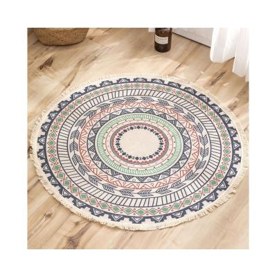 China Boho Vintage Round Washable Carpet Door Mats Prayer Rug Footsteps Bedroom Non-Slip Rugs for sale