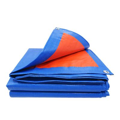 China Water Resistant HDPE Tarpaulin Sheet Waterproof PE Tarpaulin Roll Up Blue Orange Color Truck Cover Cargo Cover for sale