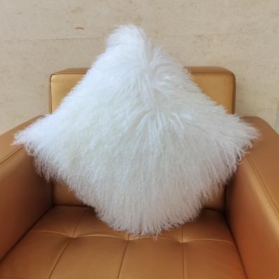 China Long Fur Tiles Wool Bolster Sheepskin Fur Tile Long Hair Lamb Tibetan Mongolian Pillow Fur Eco-friendly Material for sale