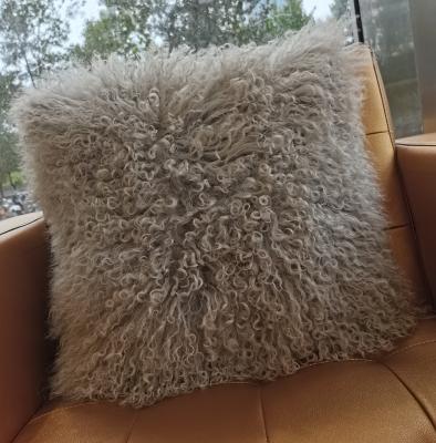 China Eco - Friendly Material New Arrivals Tibetan Sheepskin Fur Cushion Covers Set Mongolian Lamb Fur Throw Pillow for sale