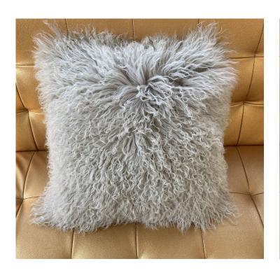 China Fur Sheepskin Decorative Bed Pillows Tibetan Mongolian Natural Cushions High End Fur Material Eco-Friendly Tiles for sale