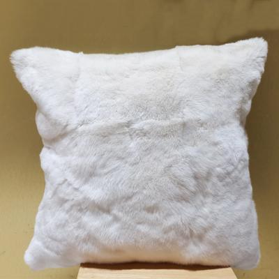 China 100% Rabbit Fur Factory Cushion Cover Eco-friendly Luxury Genuine Rabbit Fur Cushions Cushion Cover Wholesale Eco-Friendly For Home Decor for sale