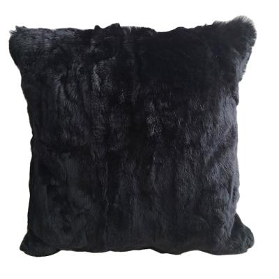 China Factory New Design Rabbit Fur Eco-friendly Genuine Pillow Cushion Soft Sofa Cushion Cover For Home Decor for sale