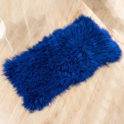 China Non-slip Genuine Long Curly Hair Tibet Sheepskin Real Soft Decorative Blanket for sale