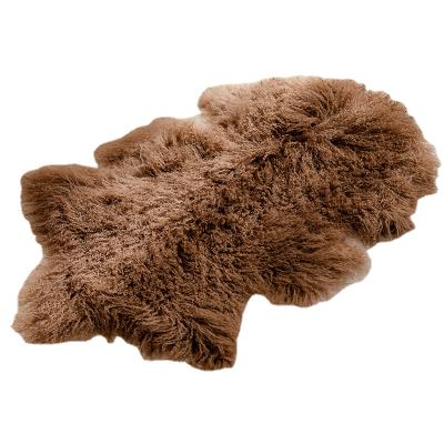 China Eco-friendly Long Curly Hair Tibet Lamb Fur Flat Cover Tibet Mongolian Sheepskin Rug for sale