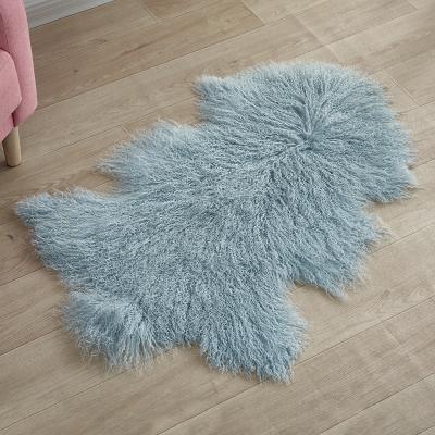 China Eco-Tan Factory Price Genuine Long Soft Hair Mongolian Sheep Carpets Home Decorative Floor Tibet Sheep Fur Blanket for sale