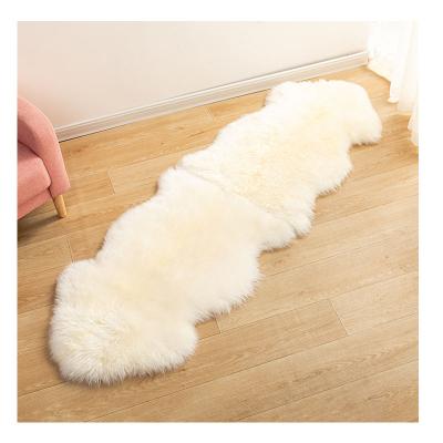 China Sale Double 2P Real Fur Rug Eco-Friendly Warm Ivory Fluffy Wool Sheepskin Long Shaggy Blanket 2p for sale