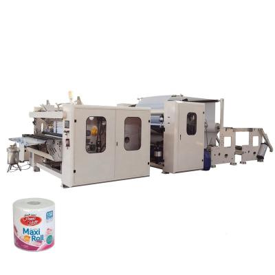 China Hotels Automatic Glue Laminating Maxi Roll Toilet Paper Kitchen Towel Making Machine With Non Stop Accumulator for sale