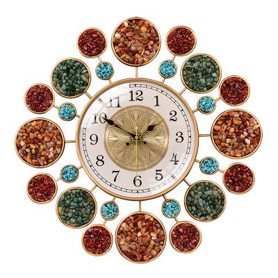 China Art Deco Iron Art American Vintage Living Room Wall Home Fashion Craft Clock Wall Decoration Creative Customized Color Wall Clock for sale