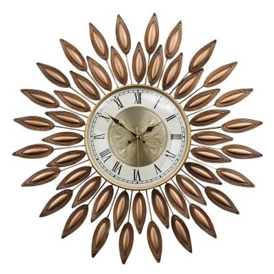 China Art Deco Vintage Creative Personality Living Room Home Decoration Iron Clock Metal Art Antique Wall Clock for sale