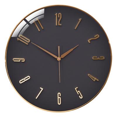 China Antique Style Luxury metal gilded living room Advanced silent clock Modern wall decoration technology Modern wall silent digital wall clock for sale