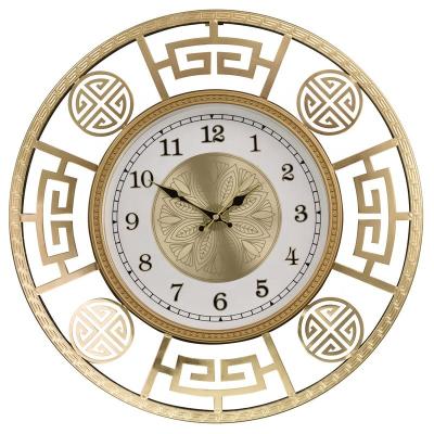 China Antique Style Luxury high-end metal plating living room gift custom clock Christmas European style home decoration wall clock for sale