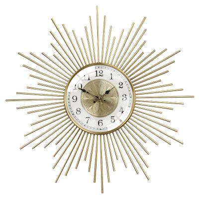 China Antique Style High end metal gilded living room decoration Modern wall clock Fashion simple decoration Silent digital wall clock for sale