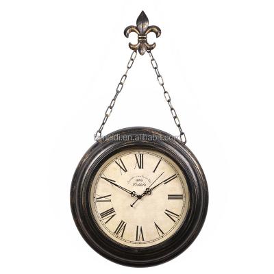 China Antique Style European style retro living room creative silent hanging clock antique American style rural wall watch bedroom Nordic nostalgic for sale